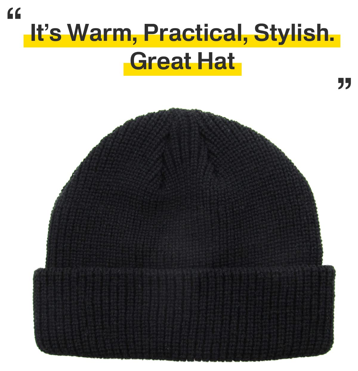 KBW-282 BLK Classic Warm Winter Fisherman Beanie Hats Acrylic Ribbed Knit Cuff Daily Cap