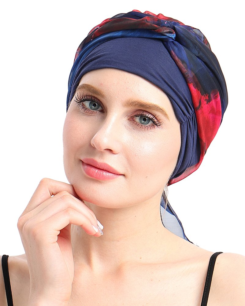 Chemo Scarf Easy Tie Lined Turban Hat for Cancer Women Patients Winter Red