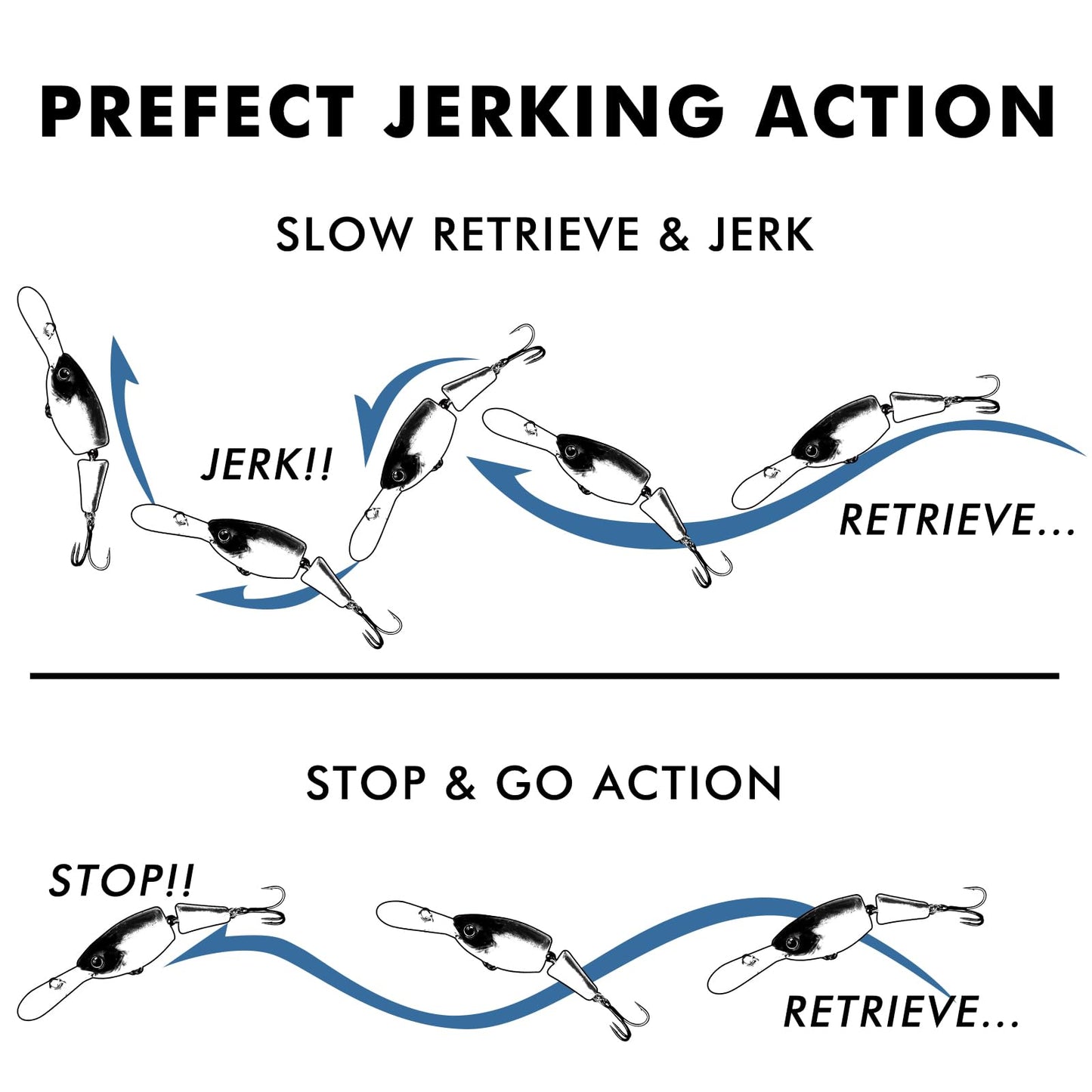 TRUSCEND Fishing Lures Diving Lip Design Suspending Jointed Crankbait with BKK Hooks All-Purpose Trolling Glide Bait for Freshwater & Saltwater Inshore Fishing Swimbaits for Bass Tout Walleye Crappie