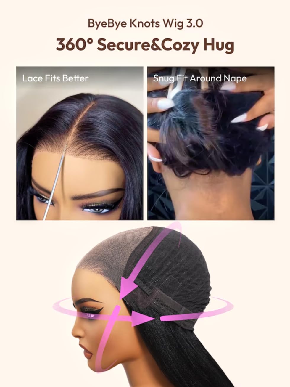 UNICE Bye Bye Knots Wig Water Wave 7X5 Lace Front Wigs Human Hair with Elastic Drawstring Glueless Human Hair Wig Pre Plucked Pre Cut Bleached Knots 180% Density 16 inch