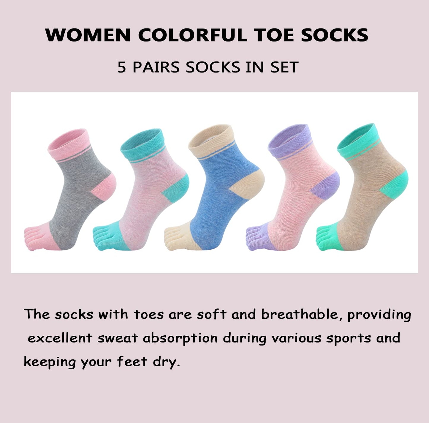 CaiDieNu Womens Toe Socks Animal Socks Cotton Five Finger Socks Colorful Funny Casual Crew Socks for Ladies