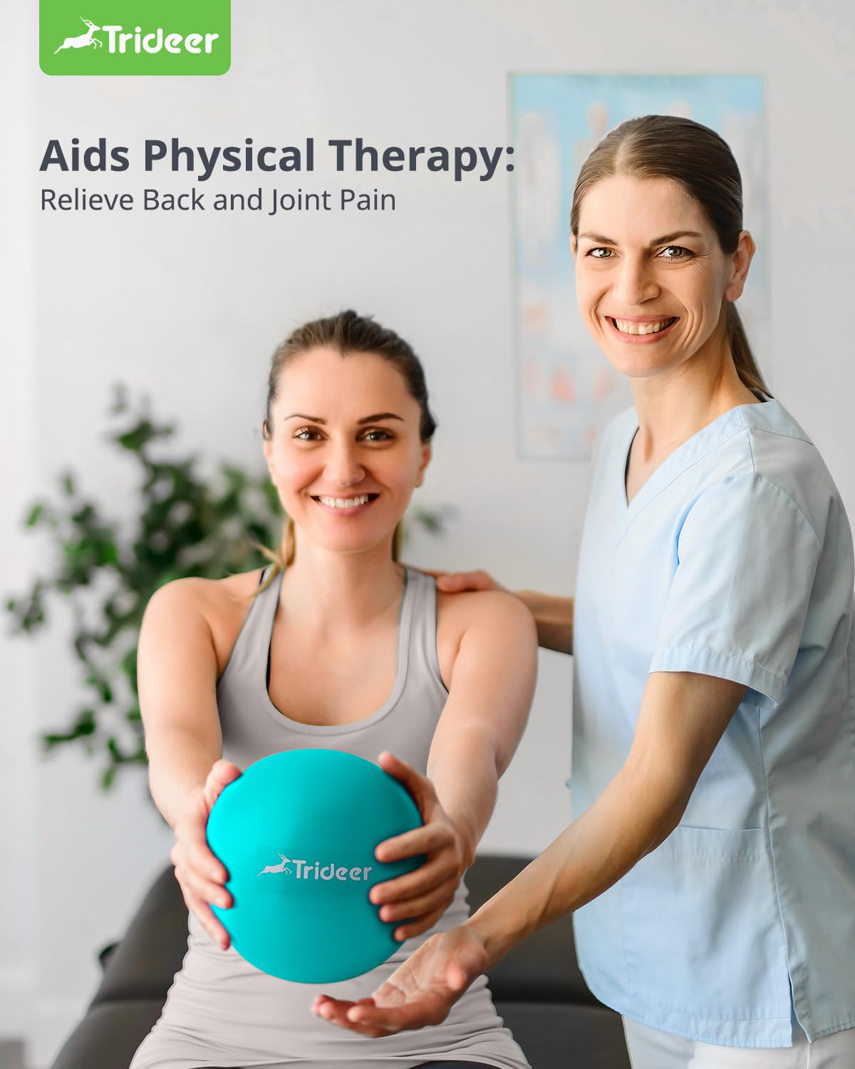 Trideer Pilates Ball 9 Inch Core Ball, Small Exercise Ball with Exercise Guide Barre Ball Mini Yoga Ball for Pilates, Yoga, Core Training, Physical Therapy, Balance, Stability, Stretching (Turkis)