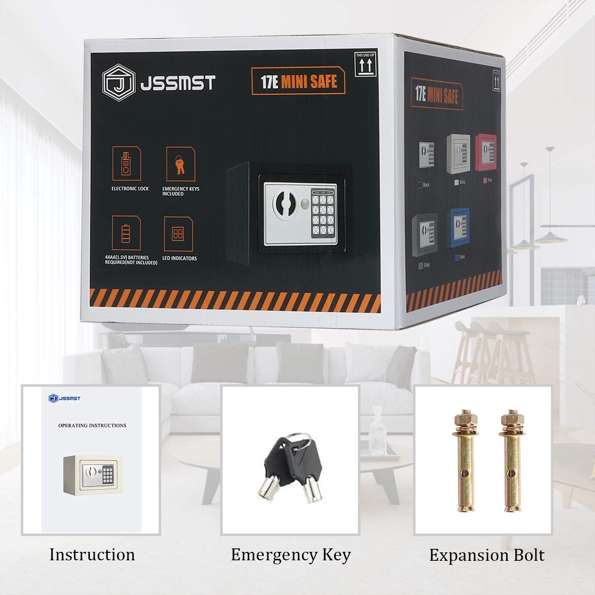 Jssmst Small Safe Box for Money - 0.23CF Mini Safe with Electronic Keypad, Lockable Box for Home Security and Personal Storage, 9.06 x 6.69 x 6.69 inch, Grey