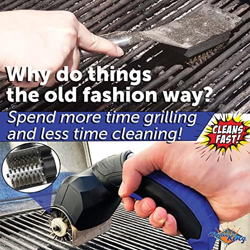 Flame King Electric BBQ Grill Brush Cordless and Rechargeable Stainless Steel Bristles,Black