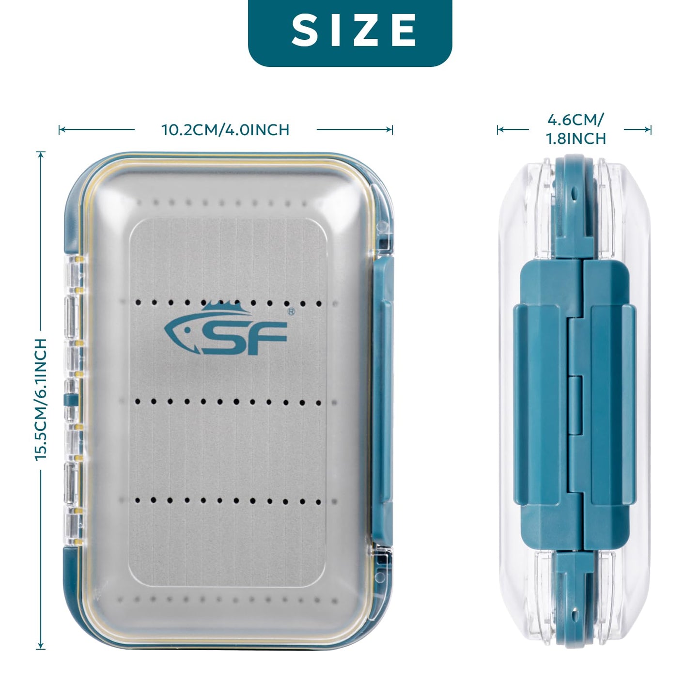 SF Large Waterproof Fly Box For Fly Fishing Double Sided Clear Lid Ice Fishing Jig Head Tackle Box Fly Flies Dry Flies Wet Flies Nymph Streamer Foam