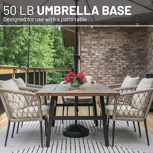 US Weight Durable Fillable Umbrella Base for Patio Table - 50 Pound Capacity Heavy Duty Adjustable Stand for Outdoor Umbrellas - Made in The USA