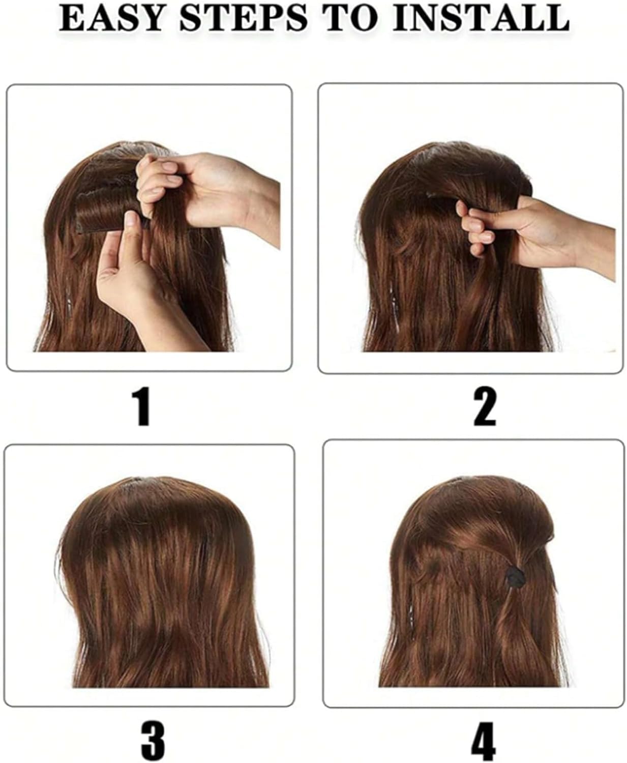 Invisible Hair Pad, 2025 Upgrade Natural Fluffy Clips, Blonde Styling Insert Tool, Hair Bump Clip for Volume (Light Brown*2)