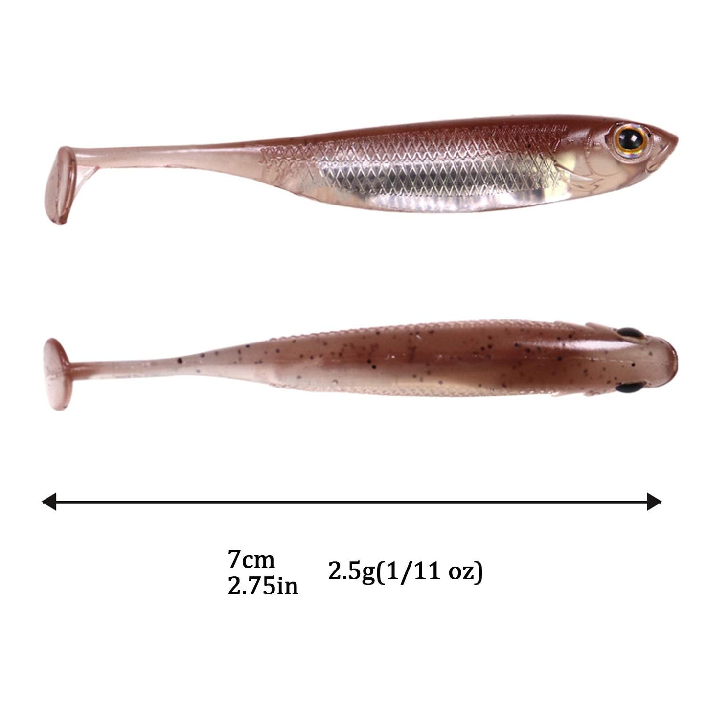 QualyQualy Paddle Tail Soft Lures Shad Lure Swimbaits Minnow Bait Paddle Tail Shad Bait for Pike Bass Trout Walleye Crappie (8#, 2.75in - 6Pcs)