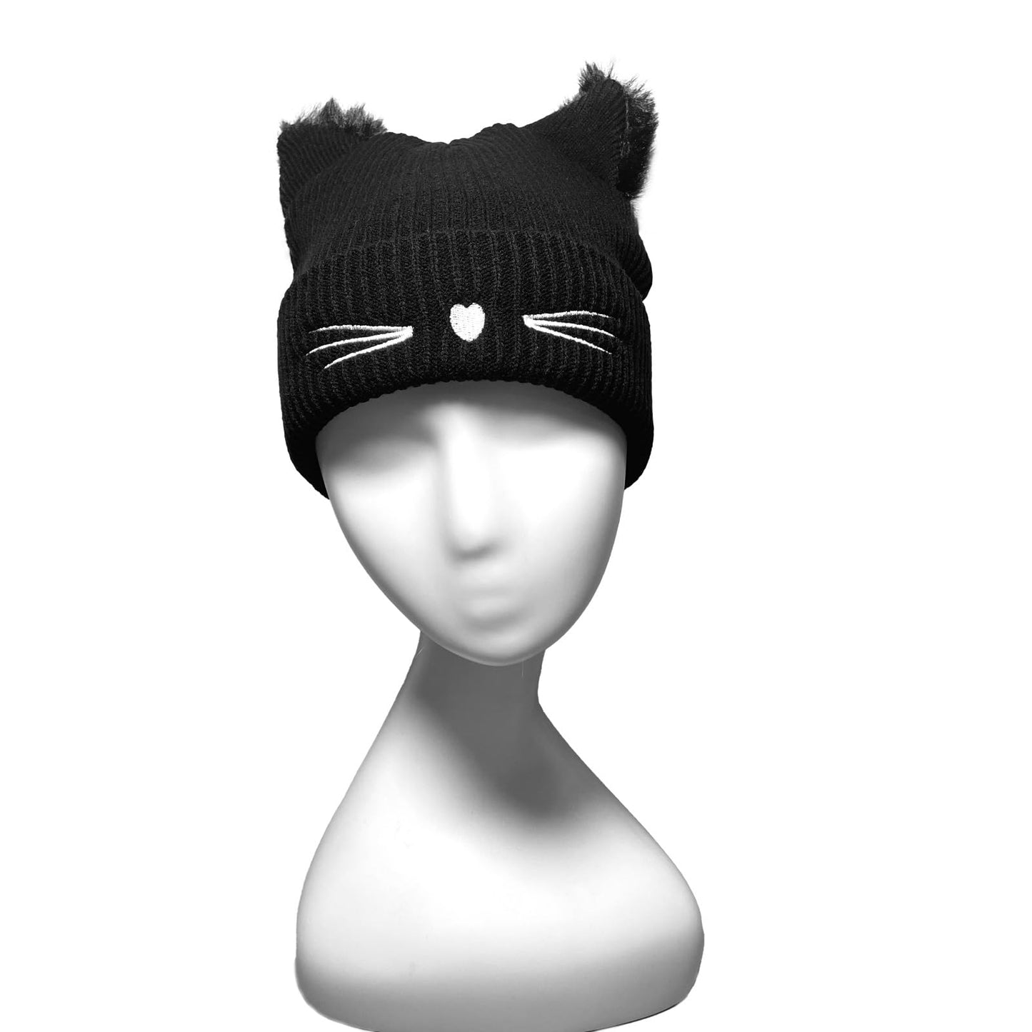 JoloCompany - Cat Ears - Winter Hat - Benie - Women (Black)