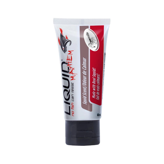 Liquid Mayhem Squid Scent Saltwater Series Fish Attractant Scent Gel Made with Real Bait Particles - Fish Bite and Hold On Longer - Apply to Lures, Jigs, Flashers, Plastics, Plugs
