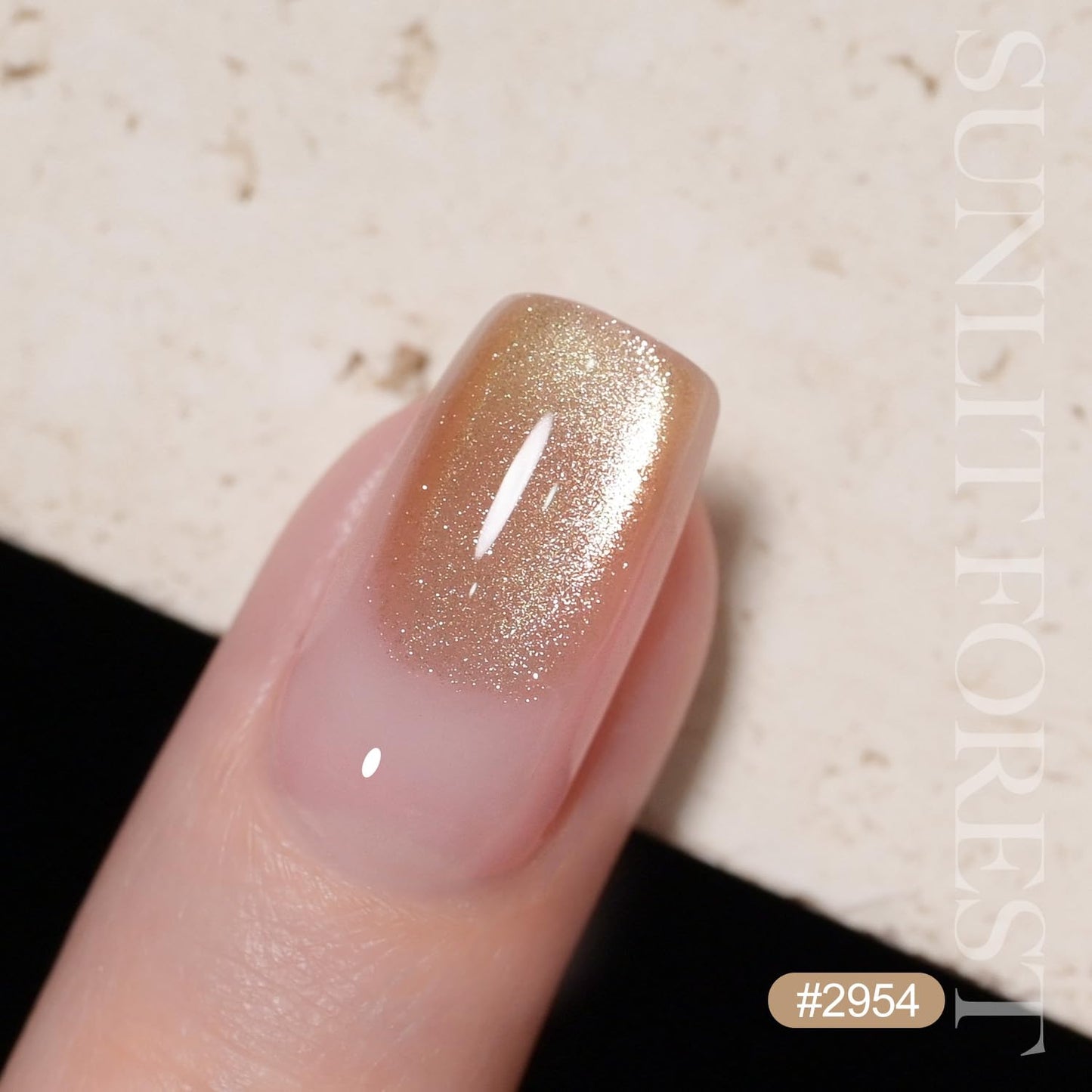 GAOY Jelly Gold Cat Eye Gel Nail Polish, 16ml Glitter Holographic Nail Polish with Magnet, Reflective Translucent UV Gel, 2954 Sunlit Forest
