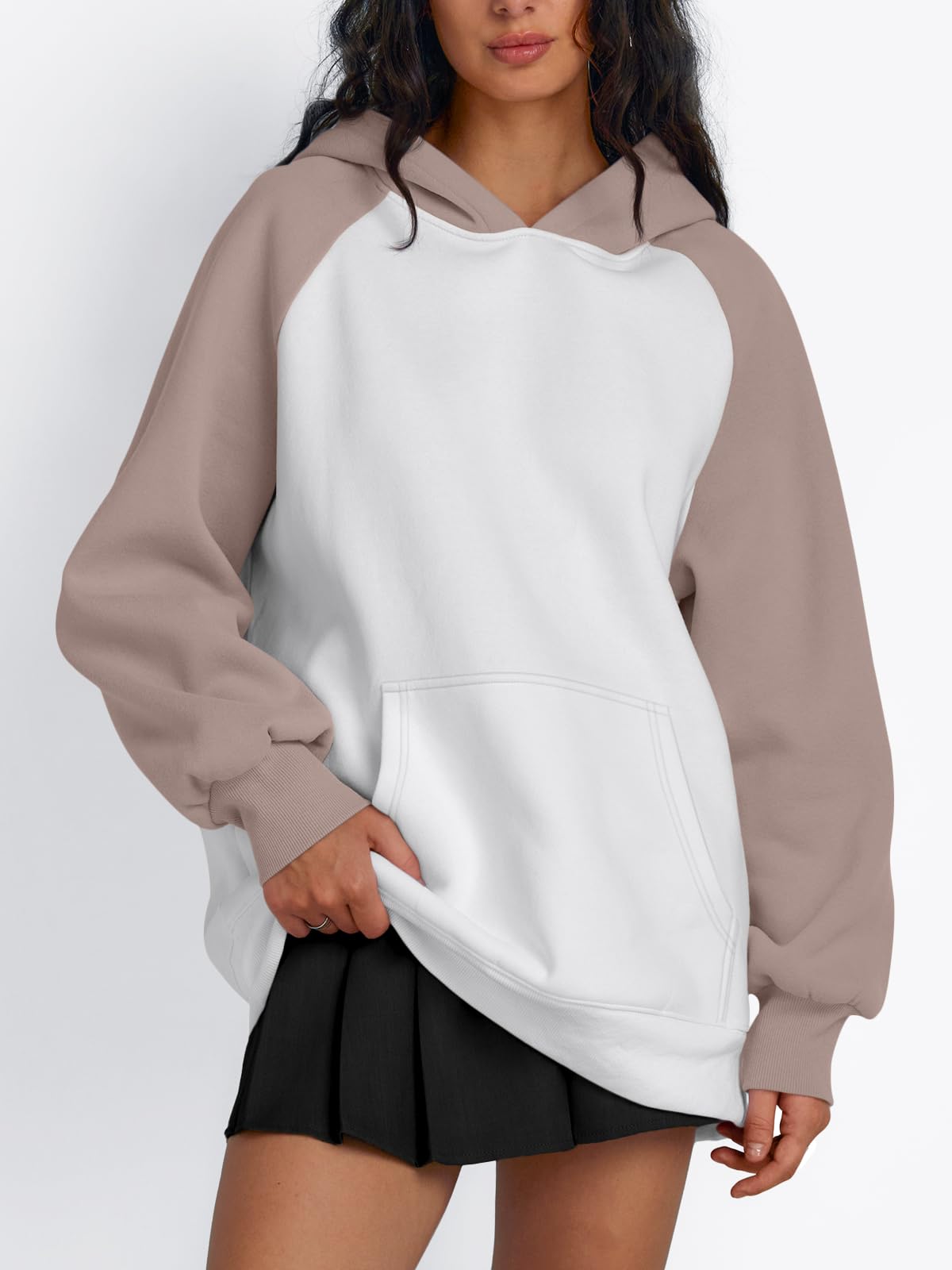 Trendy Queen Oversized Hoodies for Women Pullover Fleece Fall Sweatshirts Fashion Y2K Outfits Clothes 2024 White CoffeeGrey XL
