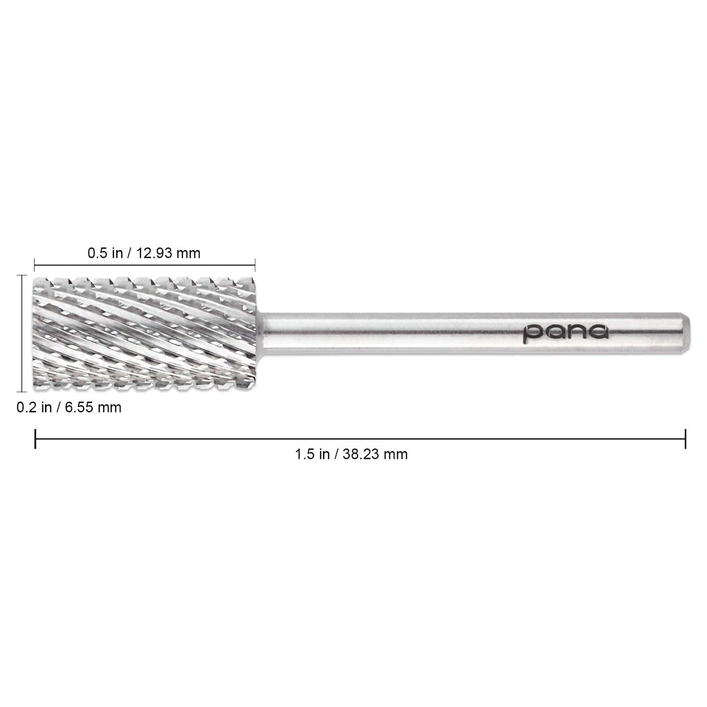 PANA Professional 3/32" Shank Size - Flat Top Large Barrel Silver Carbide Bit Extra Coarse Grit - Nail Drill Bit for Dremel Machine