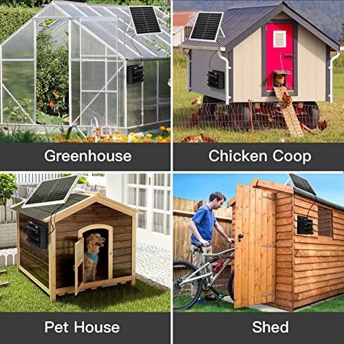 Solar Powered Exhaust Fan, 20W Solar Panel +10" Shutter Ventilation Vent Fan for Outside Greenhouse, Chicken Coop, Shed, Pet House