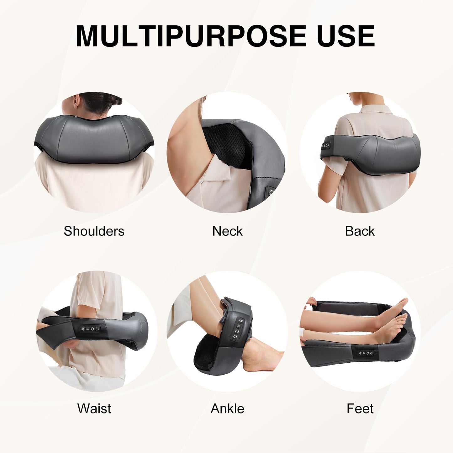 Nekteck Shiatsu Neck and Back Massager with Soothing Heat, Shoulder Massager for Pain Relief Deep Tissue, Electric 3D Kneading Massage Tools for Leg Body Muscle, Corded Power, Gifts for Him Her