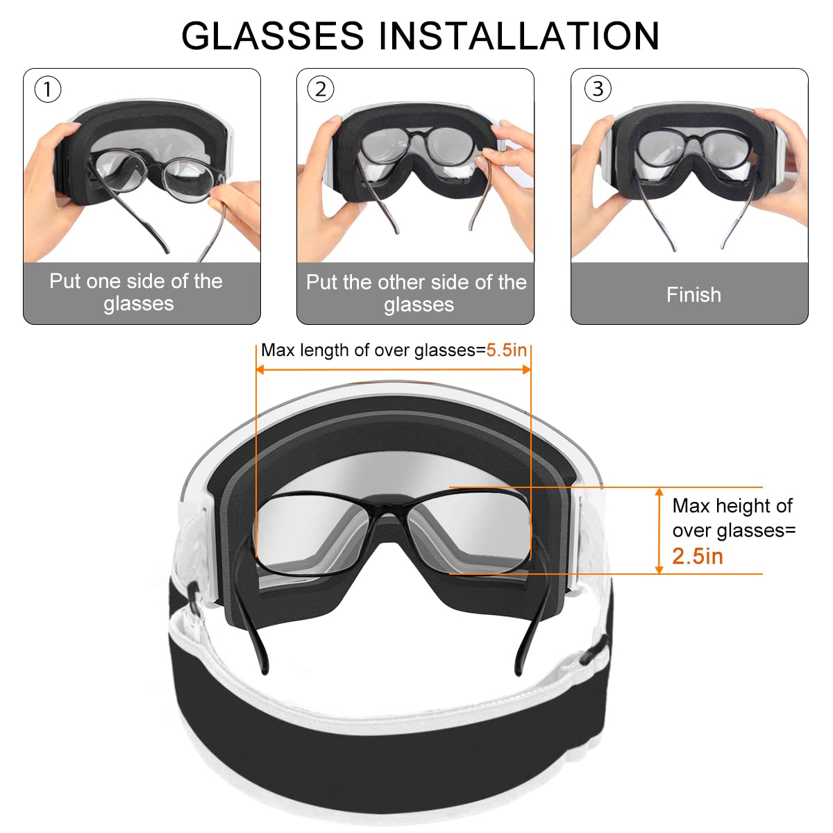 findway Ski Goggles, Cylindrical Anti-Fog Snow Goggles, UV Protection Snowboard Goggles For Men Women, Silver