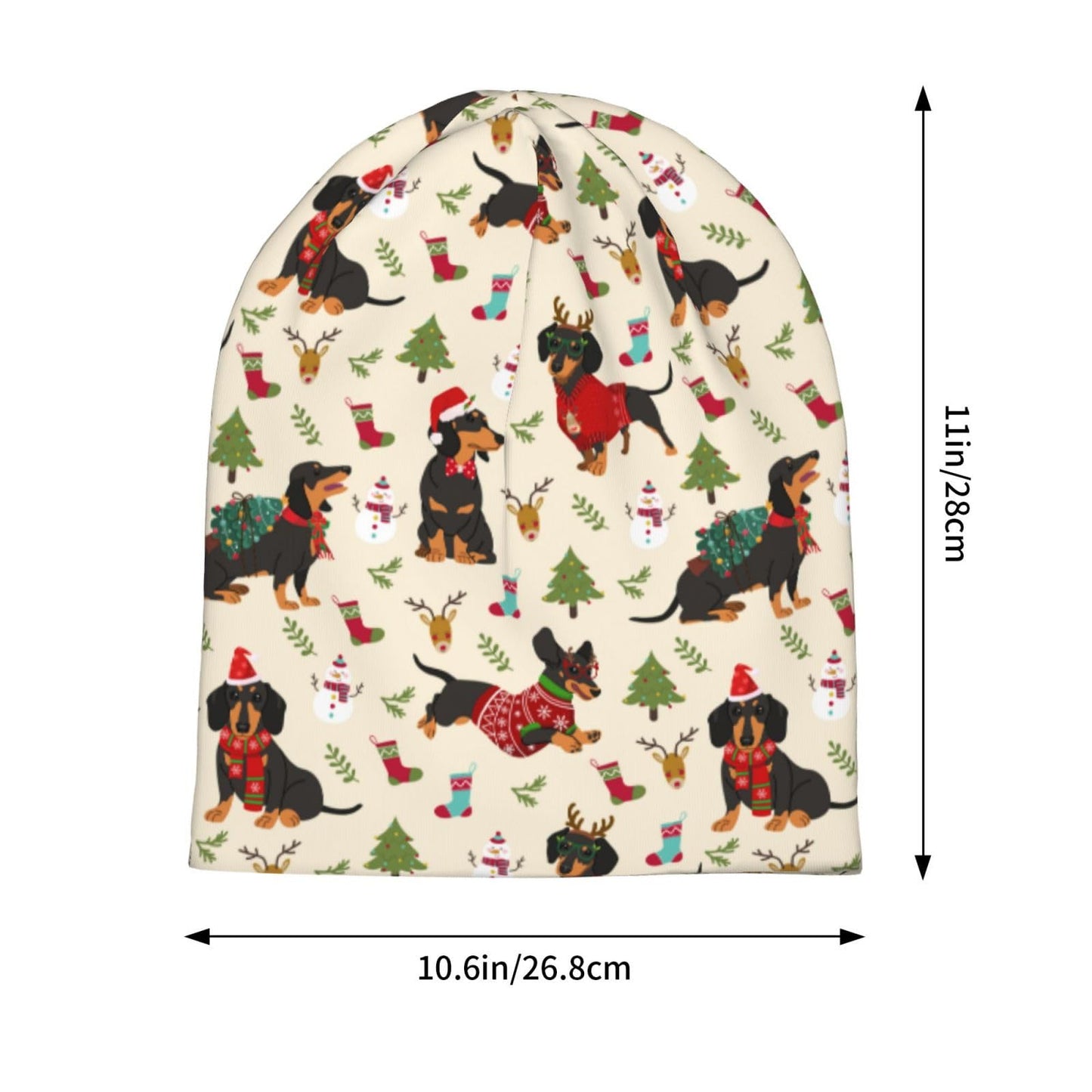 Cute Christmas Dogs Beanie Chemo Hat Cancer Headwear Skull Hat Knitted Hat Nightcap Skull Cap for Women Men