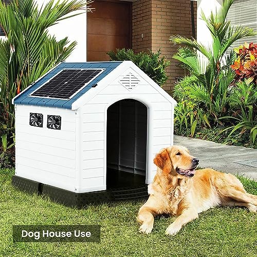 SUNYIMA Solar Panel Fan Kit, 12W Weatherproof Solar Panel with DC Fan for Small Chicken Coops, Greenhouses, Sheds,Pet Houses, Window Exhaust (Dual Fan)