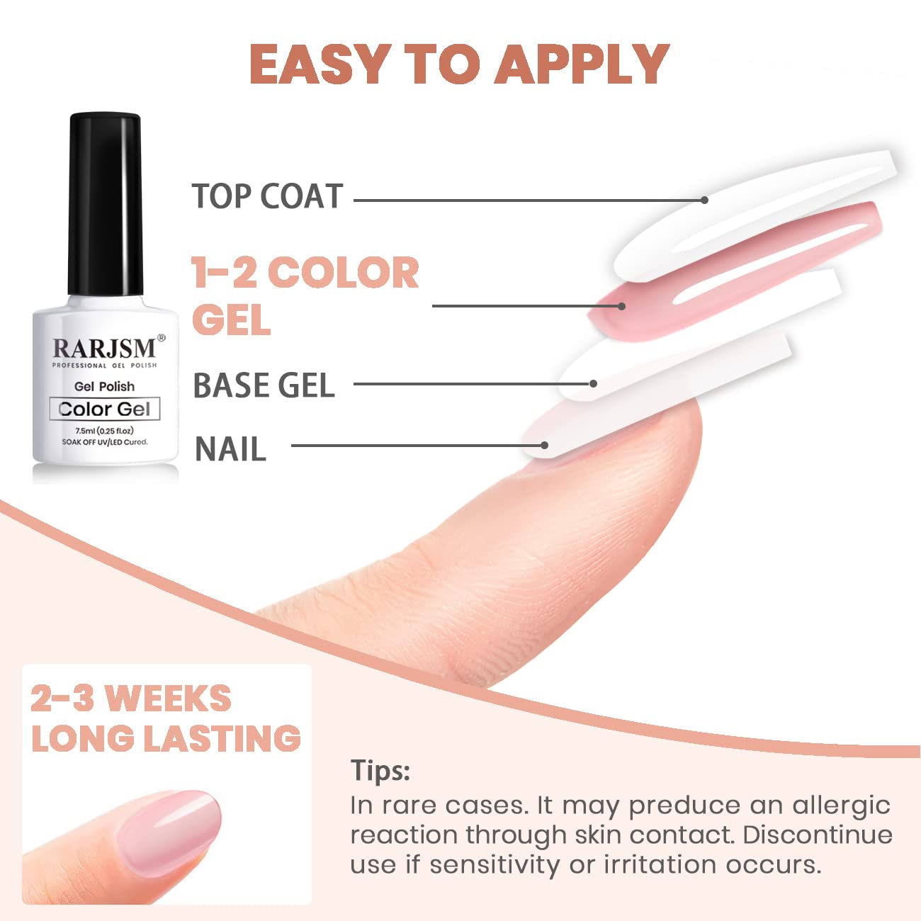 RARJSM Nude Gel Polish for French Manicure,Sheer Jelly Pink Gel Nail Polish Set of 6 Transparent Colors Clear Light Brown Pure White Neutral Nail Varnish LED UV Curing Requires 7.5ml for Home Salon