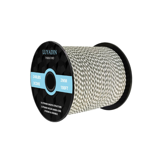 LUYADIN Paracord 240lb - Diameter 2mm Micro Utility Cord -3 Strand Parachute Spool Cord - 100ft 200ft,Paracord for Camping,Hiking,Fishing,Outdoor and DIY