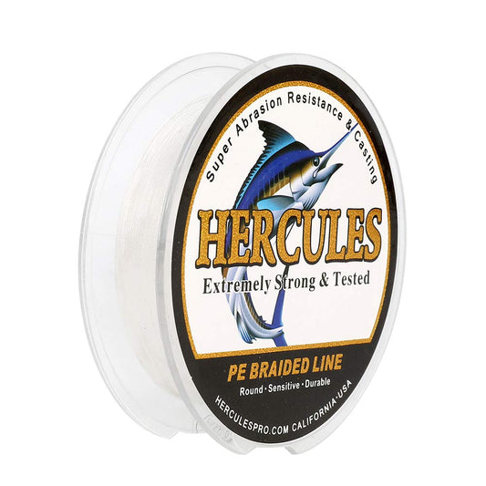 HERCULES Super Strong 100M 109 Yards Braided Fishing Line 6 LB Test for Saltwater Freshwater PE Braid Fish Lines 4 Strands - White, 6LB (2.7KG), 0.08MM