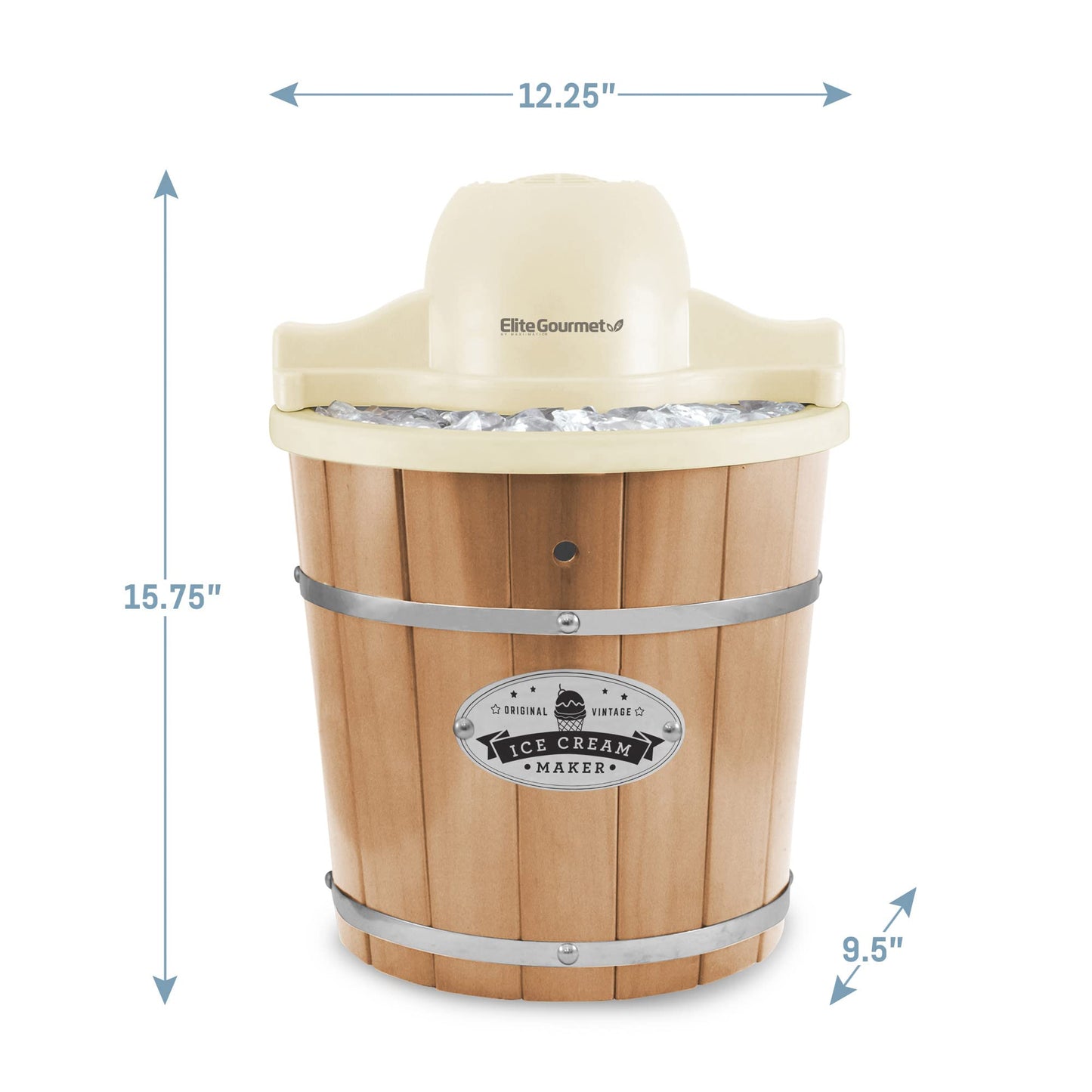 Elite Gourmet EIM-924L# 4 quart Old Fashioned Electric Ice Cream Maker, Pine Bucket