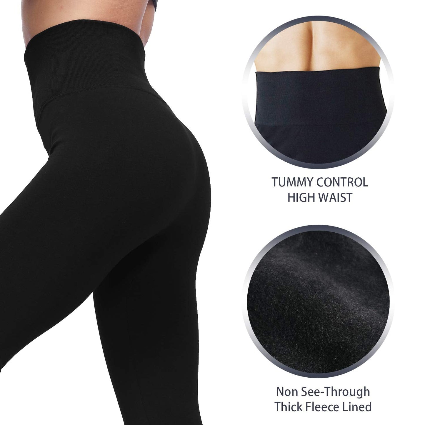 LUOYANXI High Waist Fleece Lined Leggings for Women Thick Winter Warm Tights Tummy Control Leggings White L
