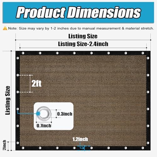 Amagenix 90% Sun Shade Cloth with Grommets, 8' x 12' Pergola Replacement Shade Cover Canopy Privacy Screen for Outdoor Patio Garden, Mocha (We Customized)