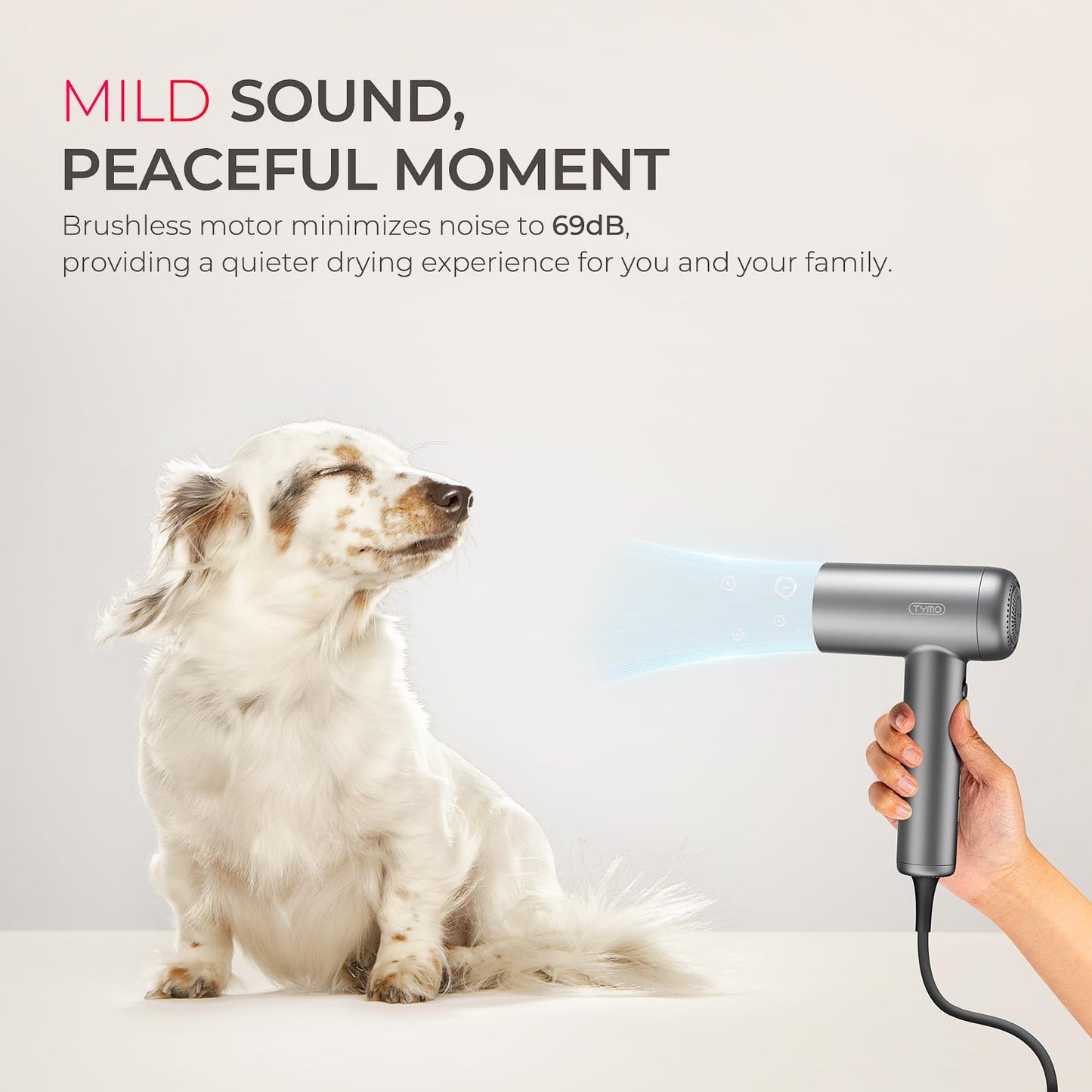 TYMO Hair Dryer with Diffuser, 1500W High-Speed Professional Blow Dryer with Comb for Fast Drying, 110,000RPM Brushless Motor, 200 Million Ionic Hairdryer Zero Damage, 3 Speeds & 4 Temps, Low-Noise