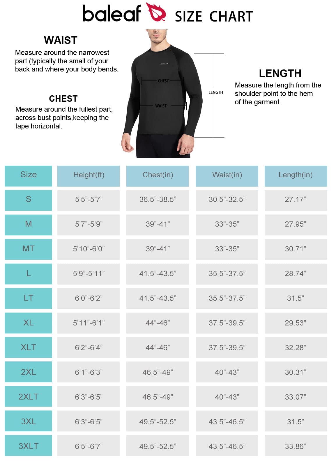 BALEAF Men's Long Sleeve Running Shirts Quick Dry Workout Shirts Athletic T-Shirts Lightweight Soft Fishing Tee Tops Black Size L