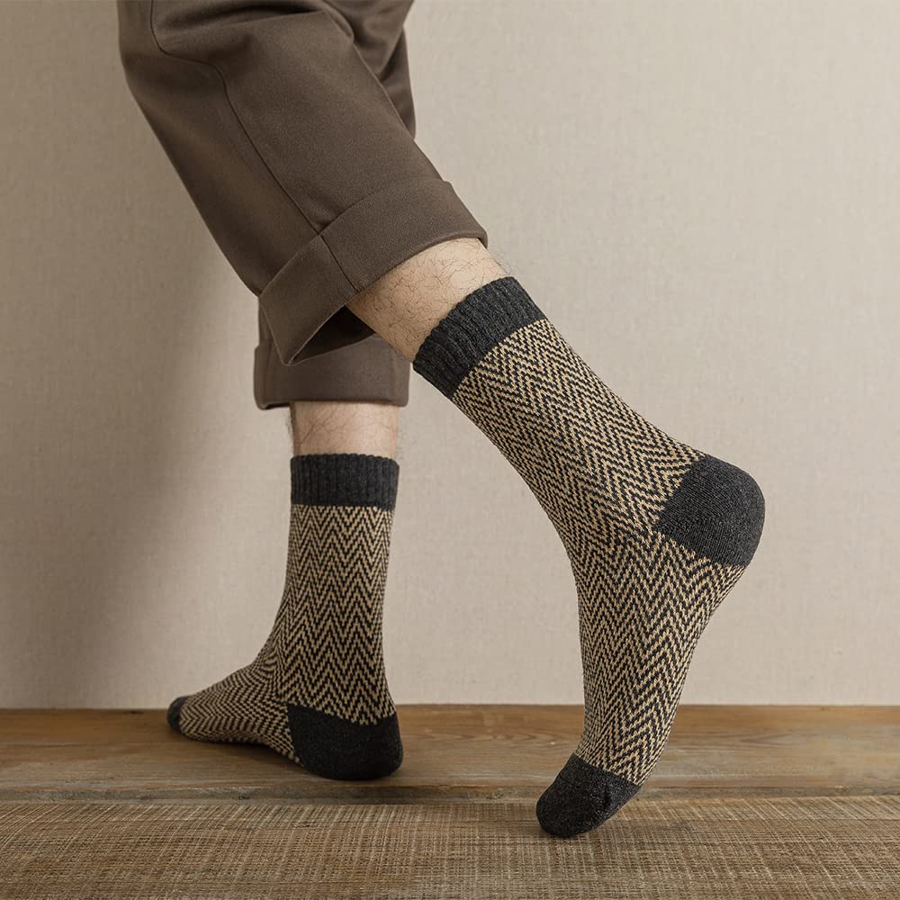 TAXCAIX 5 Pack Winter Socks For Women Knitted Socks Thick Warm Soft ouple Socks Free Size 6-11 (08)