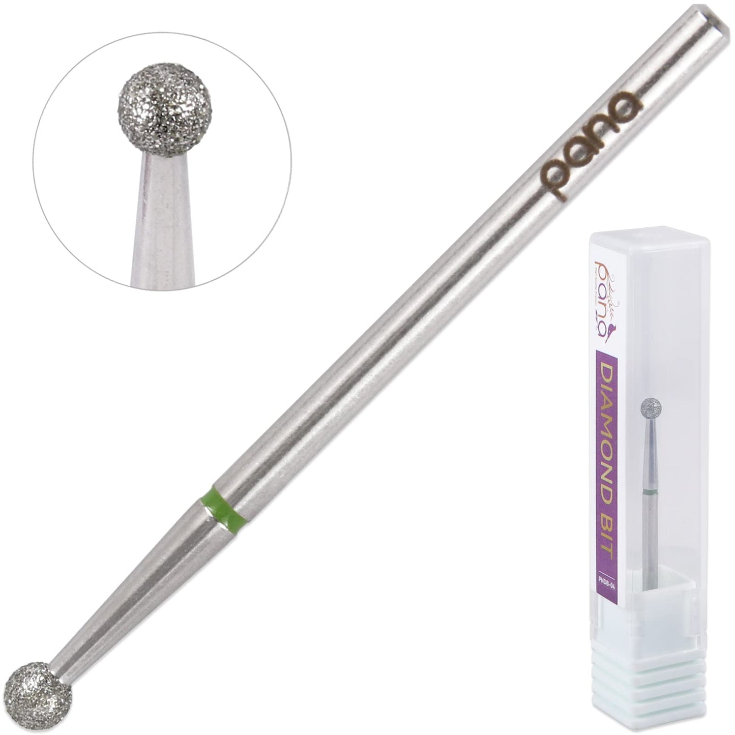 PANA 3/32" Diamond Carbide Ball Bit- Style 04, Coarse Grit - Professional Cuticle Nail Drill Bits for Acrylic Gel Nails Dry Manicure Pedicure Shape Remove Tools
