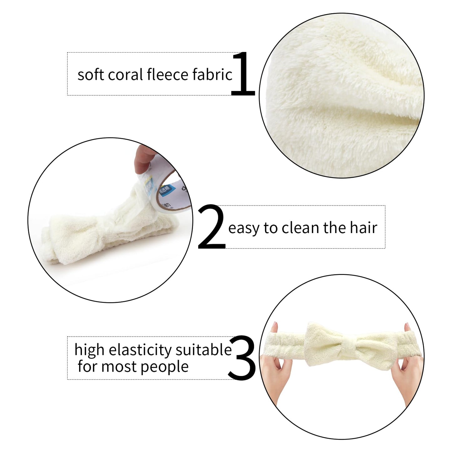 Semato Bachelorette Party Favor Set Bride Spa Headband Bride Headband and Bridesmaid Headband Skincare Headbands for Women Cute Bow Head Bands Party Supplies (creamy white)