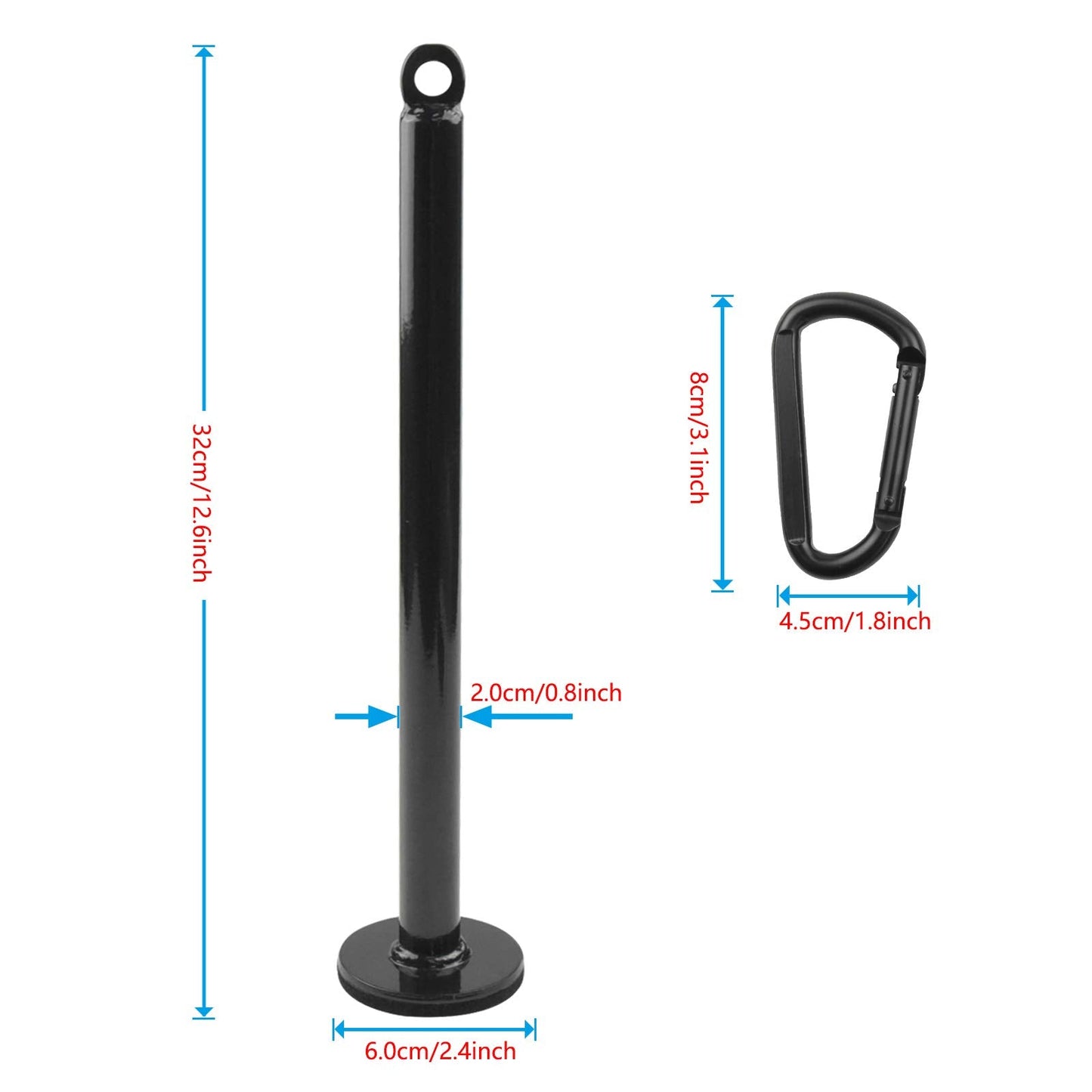 LFJ Weight Loading Pin with Carabiner fit 1 inch and 2 inch Olympic Weight Plate for Cable Pulley System LAT Pulldown (Standard Plates Loading Pin)