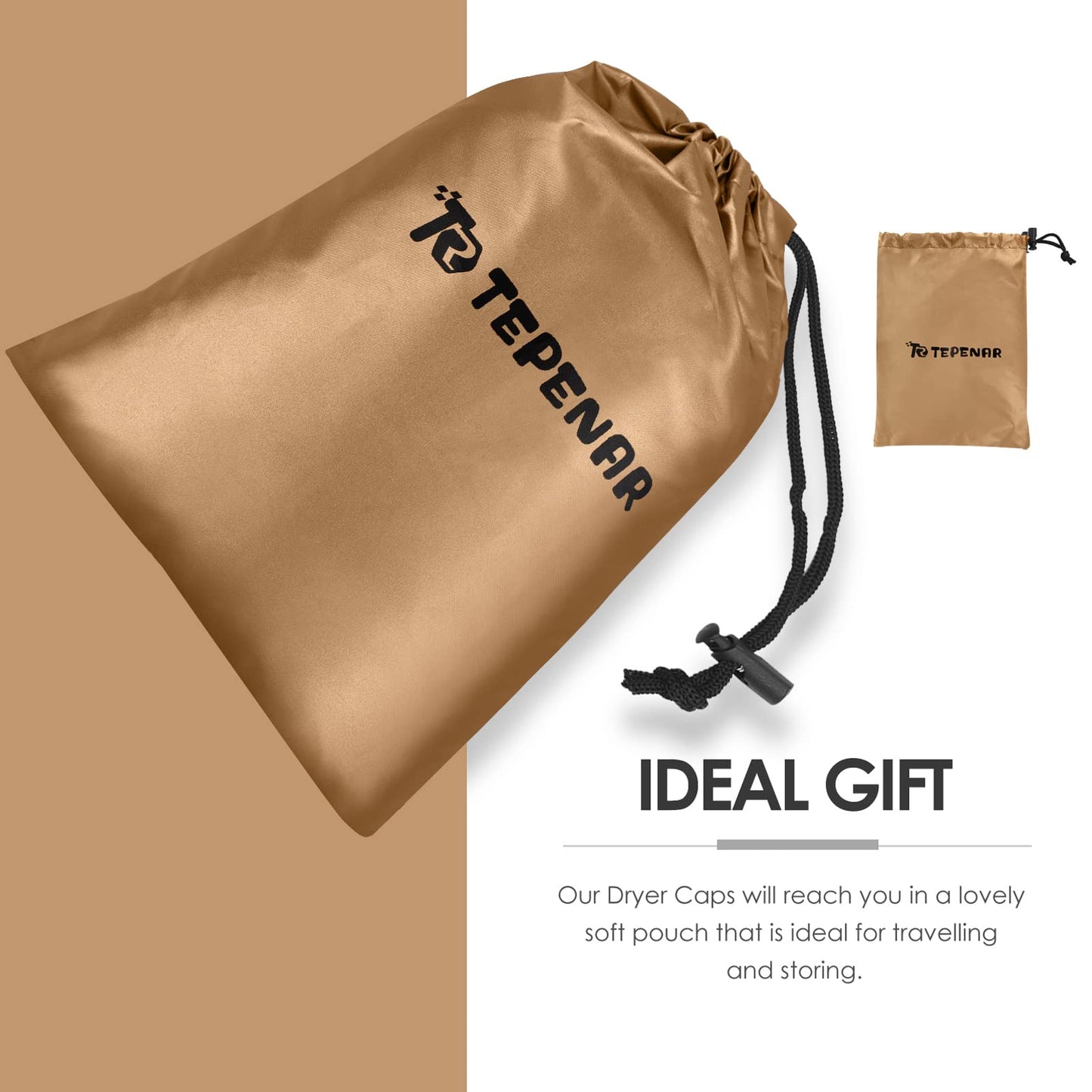 TEPENAR Bonnet Hair Dryer Attachment: Upgraded Extra Large Adjustable Hair Dryer Cap - Easy to Use for Natural Curly Textured Hair Care Styling Fast Drying - Gold