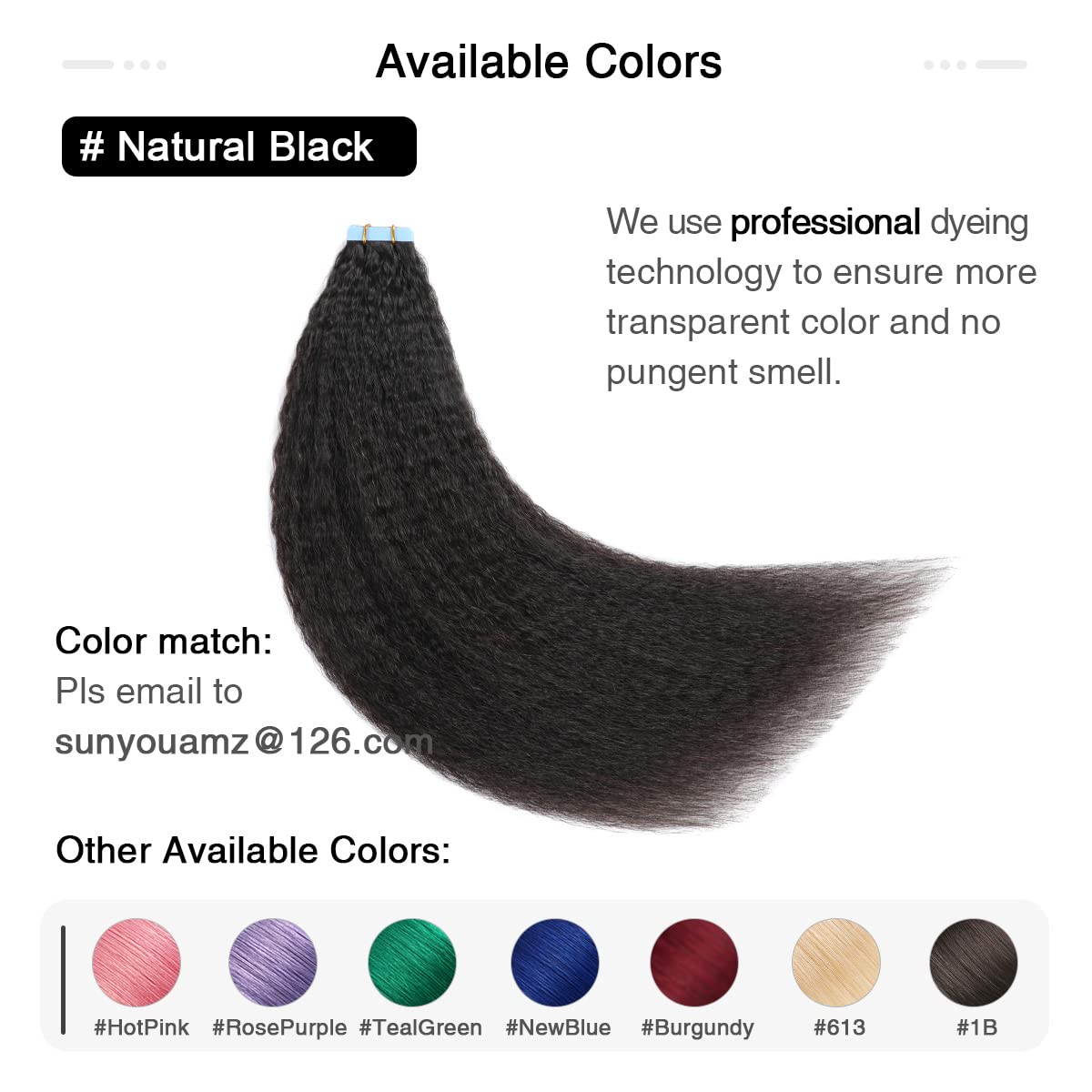 SUYYA Tape in Hair Extensions Human Hair Kinky Straight Tape in Extensions Natural Black 14 Inch Skin Weft 40g/Pack 20PCS Tape INS for Women (#1B Natural Black)