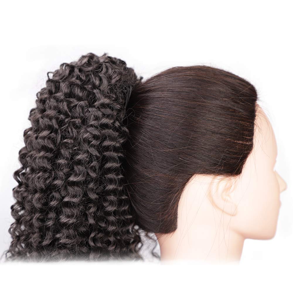 Vigorous Drawstring Ponytail Extension 14Inch Short Afro Kinky Curly Ponytail for African Women Fluffy Pony Tails Hair Extensions Synthetic Hairpiece for Daily Use(2#)
