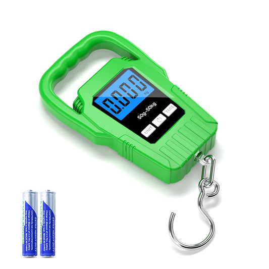 SKEAP Digital Fish Scale Hanging Scale Fishing Scale,110lb/50kg Luggage Scale,Upgrade Large Handle & Backlit LCD Display, Electronic Balance Digital Fishing Postal Scale,Green,Fishing Gifts for Men
