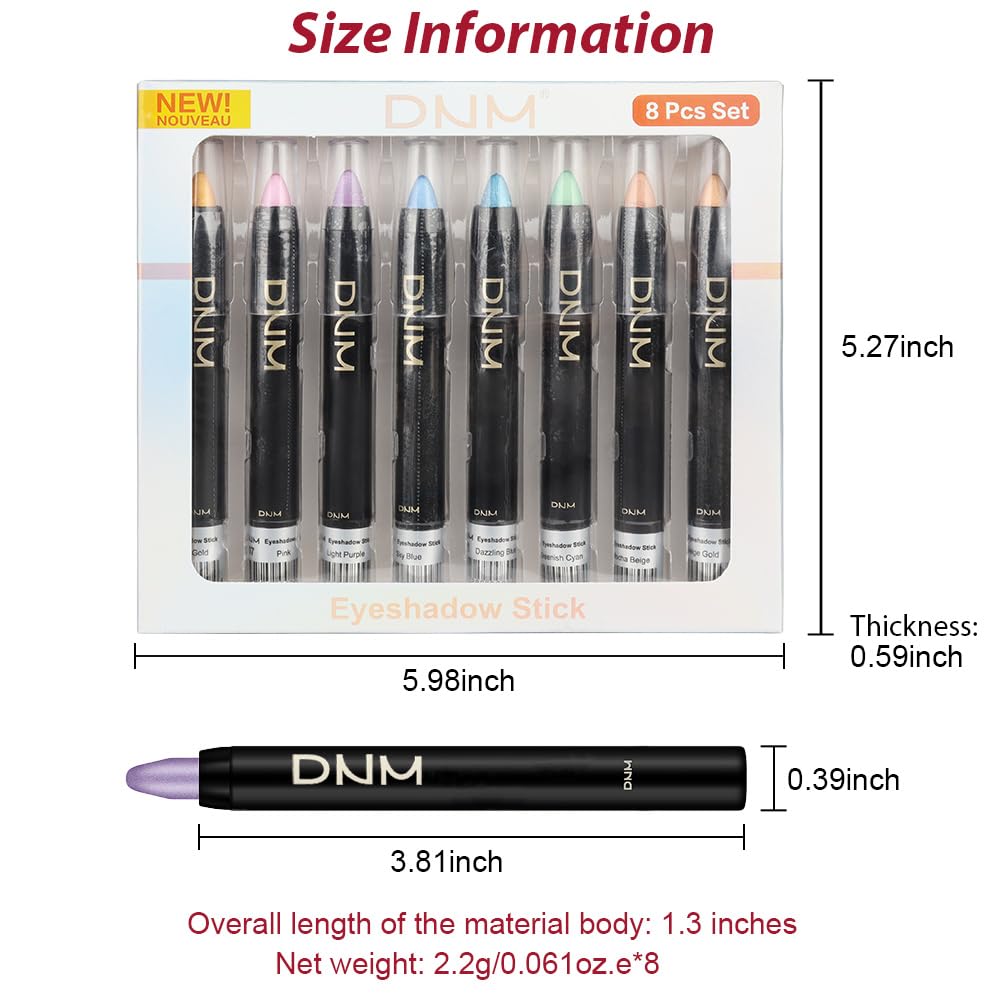 Kaely 8Pcs Cream Eyeshadow Stick Set for Eyes,Desert Mocha Beige Gold Light Purple Pink Sky Dazzling Blue Geen,Halloween Makeup,Shimmer Waterproof Eye Shadow Pencil Pen Crayon,sombras para ojos 02