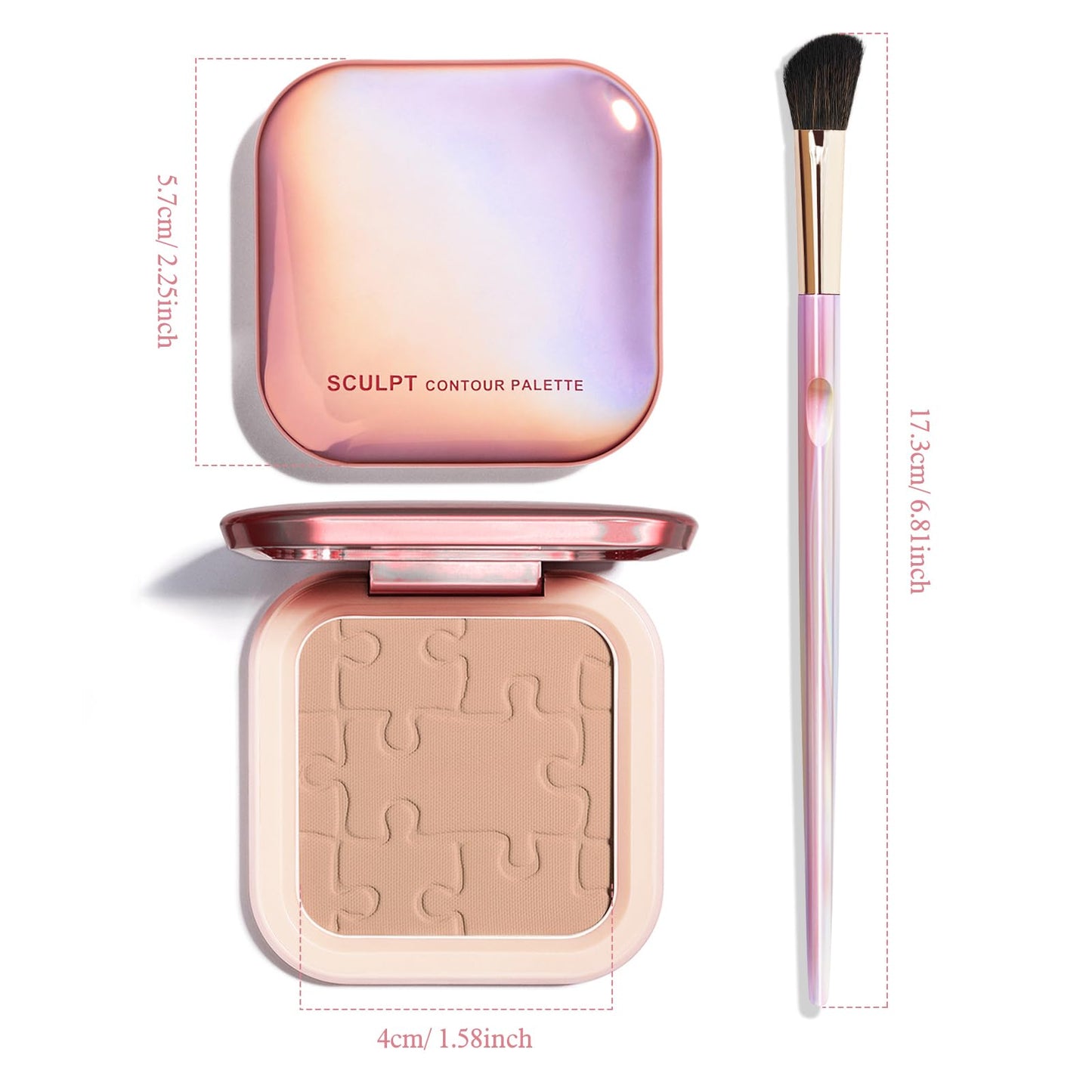 LSxia Contour Palette with Brush, Cream Contour Powder Palette Bronzer Powder Matte Bronzer Palette Cool Toned Contour Kit with Mirror for Face Sculpting Contour Makeup (#C02 Soft Brown)