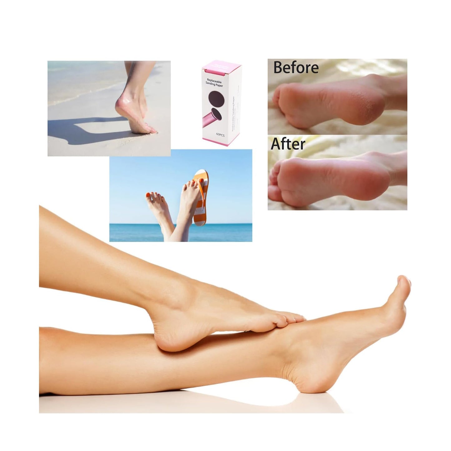 ibubu Electric Feet Callus Remover Professional Powerful Foot File Pedicure Grinder Sanders with 60PCS Replacement Sandpaper Discs Heel Scraper for Dead Dry Crack Skin Calluses Speed Adjustable Silver