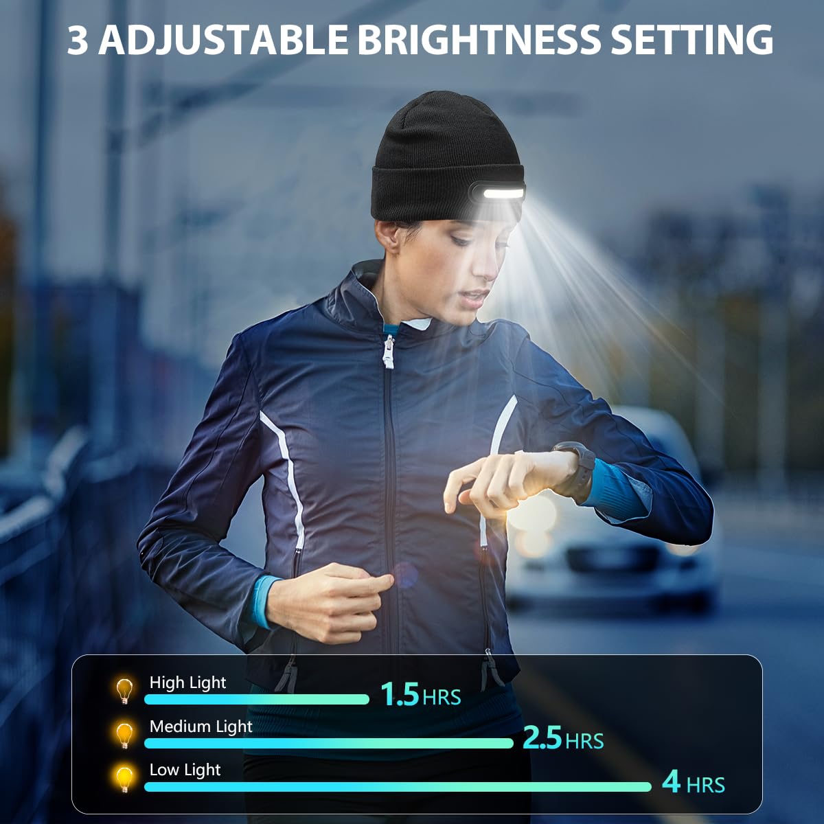 RANCOVY LED Beanie with Light, Unisex USB Rechargeable Headlamp Beanie Flashlight Beanie Hat for Men Women Red