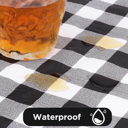 Picnic Table Covers with Bench Covers Set Elastic Fitted Tablecloth 6 FT for Outdoor Camping 3 piece (Black and White )