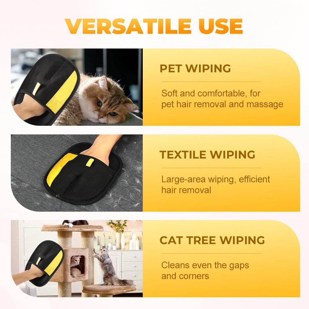 Pet Hair Removal Glove for Cats & Dogs, Electrostatic Gloves Pet Hair Removal, 2025 Upgraded Double Sided Reusable Dogs Cats Hair Grooming Gloves for Couch Furniture Carpet Curtain (1)
