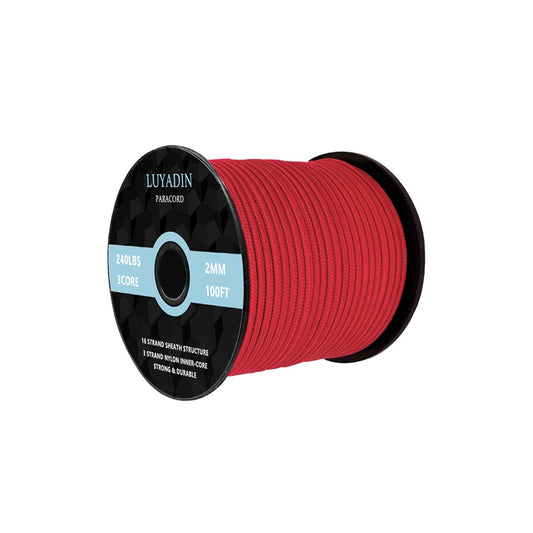 LUYADIN Paracord 240lb - Diameter 2mm Micro Utility Cord -3 Strand Parachute Spool Cord - 100ft 200ft,Paracord for Camping,Hiking,Fishing,Outdoor and DIY