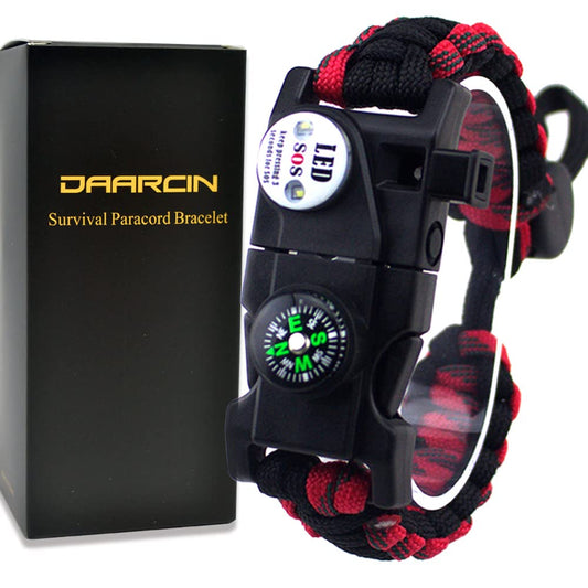 Daarcin Survival Paracord Bracelet,Fire Starter,Waterproof SOS Light, Compass, Whistle, Adjustable AK87 20 in 1,Outdoor Ultimate Tactical Survival Gear Set,Gift for Kids,Men