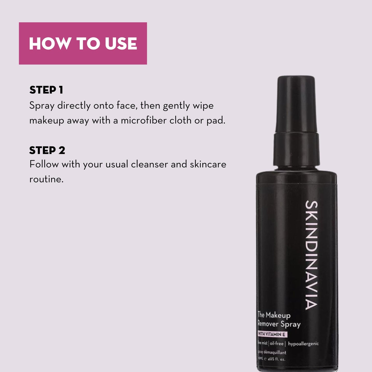Skindinavia The Makeup Remover Spray - Cleansing Mist Removes Makeup without Drying or Irritating Skin - Hypoallergenic, Gentle & Suitable for Sensitive Skin & Face (4 oz)