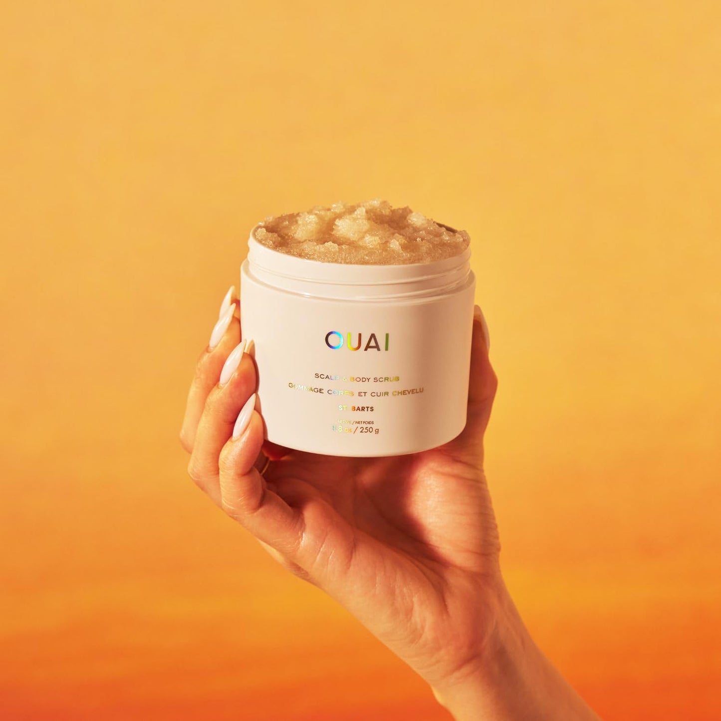 OUAI Scalp & Body Scrub, St. Barts - Exfoliating Body Scrub with Sugar & Coconut Oil Blend for Smooth, Moisturized Skin - Gentle Scalp Scrub for Removing Product Build Up (8.8 Oz)