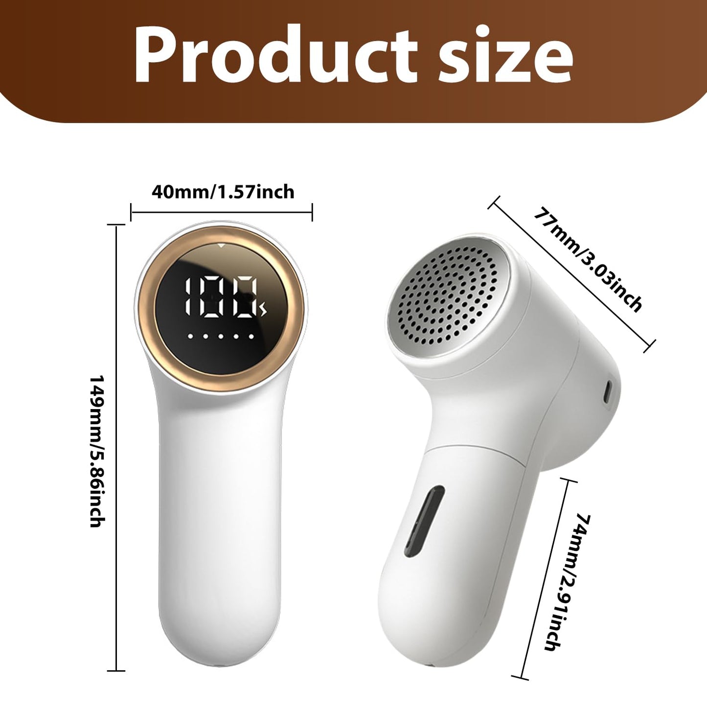 M-MAX Electric Lint Remover, 5-Speed Adjustable Fabric Shaver with LED Display,6 Leaf Blades Reusable Portable Clothes Shaver for Furniture/Carpets/Coats - Eco-Friendly Pet Owners Essential,White