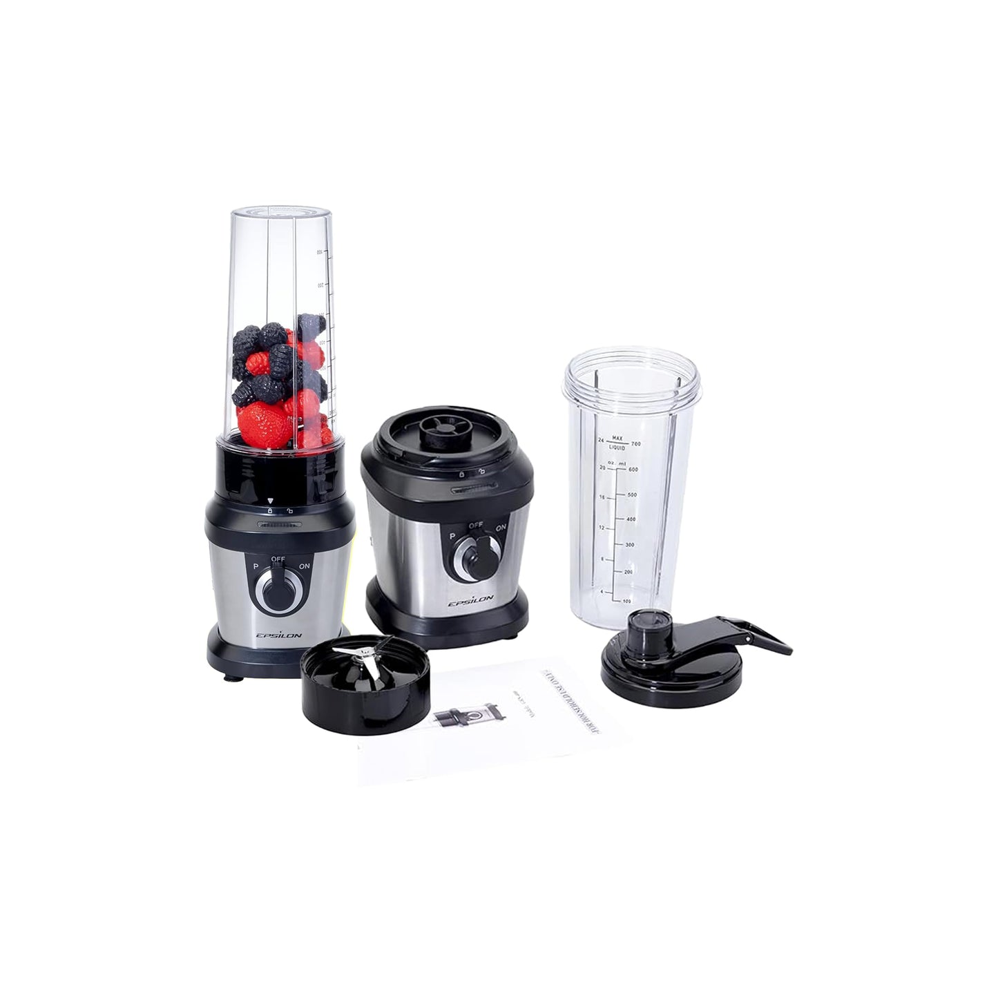 Epsilon Portable blender for Shakes and Smoothies – 400W Personal Blender with 24oz Portable Bottle, Electric Personal Blender Bottle with 4-Blade Assembly, Travel-Friendly and BPA-Free